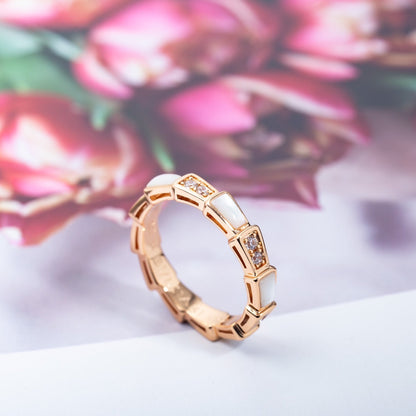 [AuraEcho]SERPENTI RING PINK GOLD DIAMOND MOP 3MM