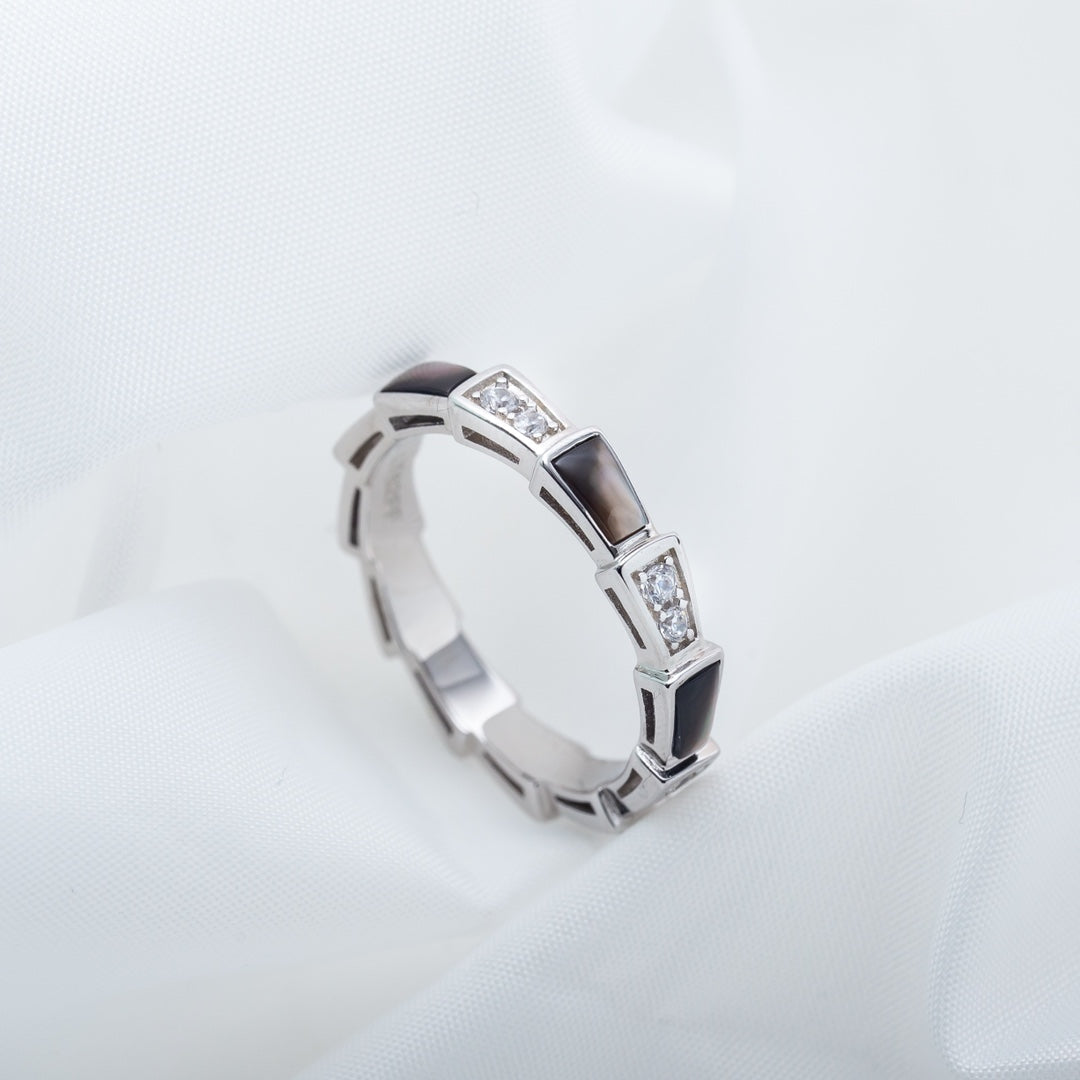 [AuraEcho]SERPENTI RING SILVER  DIAMOND BLACK MOP 3MM