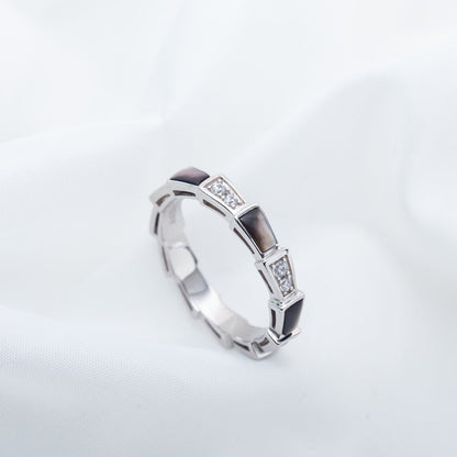 [AuraEcho]SERPENTI RING SILVER  DIAMOND BLACK MOP 3MM