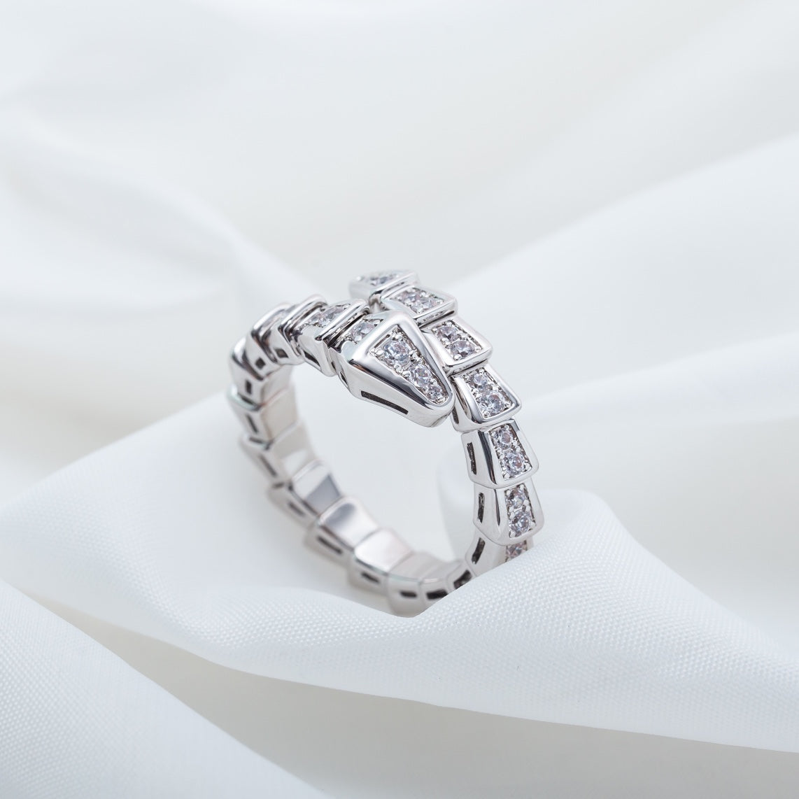 [AuraEcho Jewelry]SERPENTI RING SILVER DIAMOND PAVED 4MM