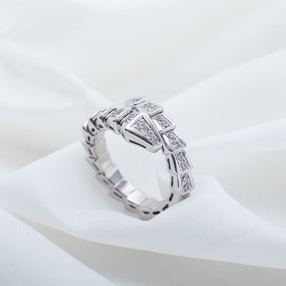 [AuraEcho Jewelry]SERPENTI RING SILVER DIAMOND PAVED 4MM