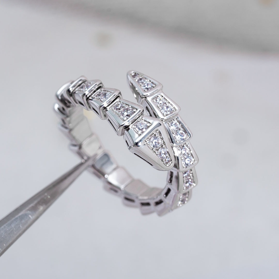 [AuraEcho Jewelry]SERPENTI RING SILVER DIAMOND PAVED 4MM