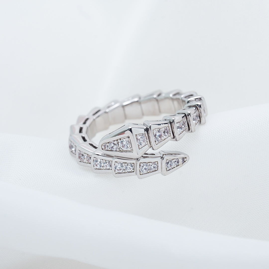[AuraEcho Jewelry]SERPENTI RING SILVER DIAMOND PAVED 4MM