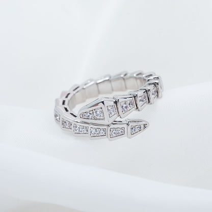 [AuraEcho Jewelry]SERPENTI RING SILVER DIAMOND PAVED 4MM