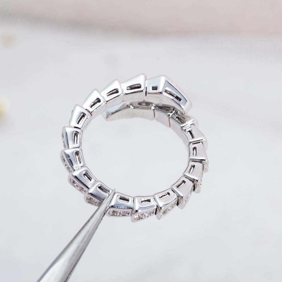 [AuraEcho Jewelry]SERPENTI RING SILVER DIAMOND PAVED 4MM