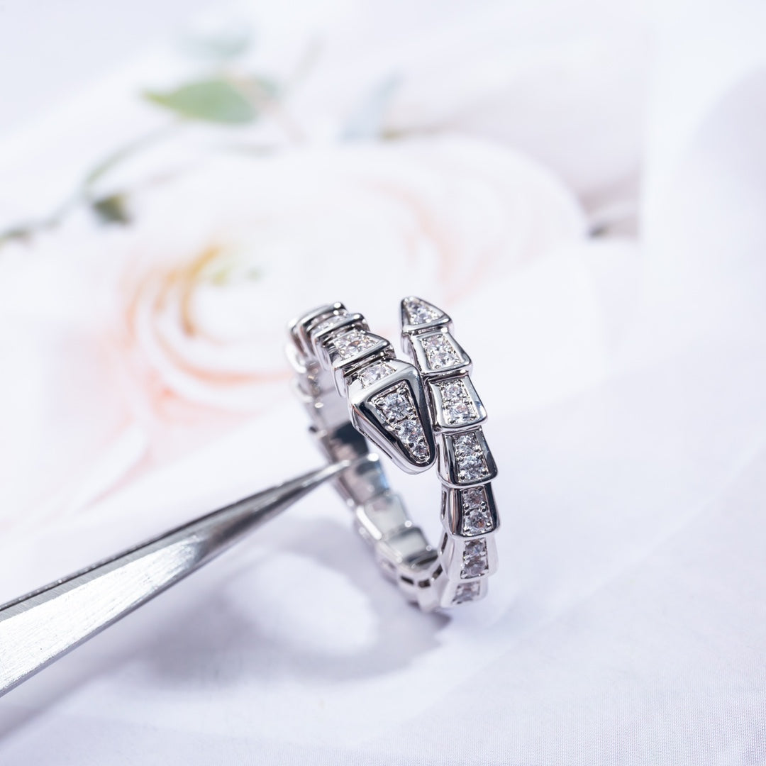 [AuraEcho Jewelry]SERPENTI RING SILVER DIAMOND PAVED 4MM
