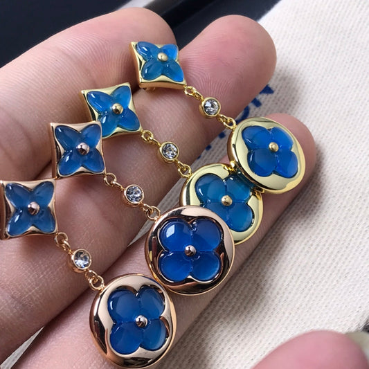 [AuraEcho Jewelry]STAR AND SUN AGATE DIAMOND EARRINGS