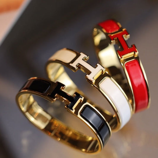 [AuraEcho Jewelry]H BRACELET 12MM GOLD