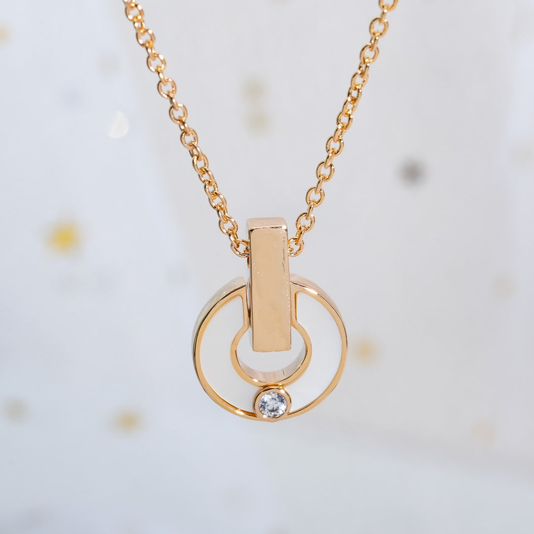 [AuraEcho Jewelry]GARI NECKLACE PINK GOLD MOP