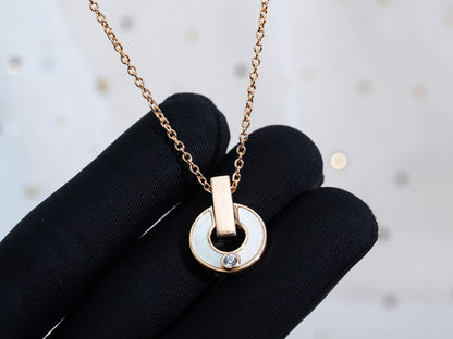 [AuraEcho Jewelry]GARI NECKLACE PINK GOLD MOP