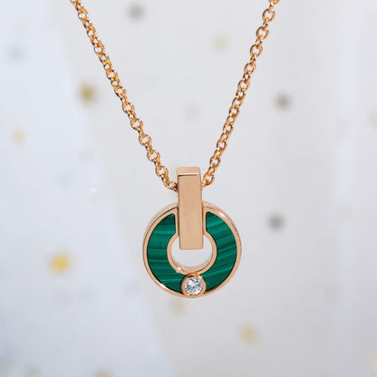 [AuraEcho Jewelry]GARI NECKLACE PINK GOLD MALACHITE