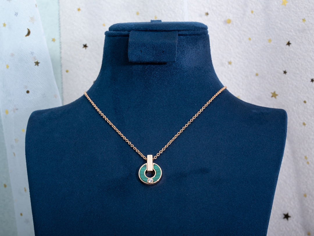 [AuraEcho Jewelry]GARI NECKLACE PINK GOLD MALACHITE