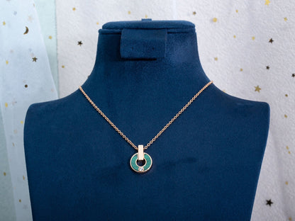[AuraEcho Jewelry]GARI NECKLACE PINK GOLD MALACHITE