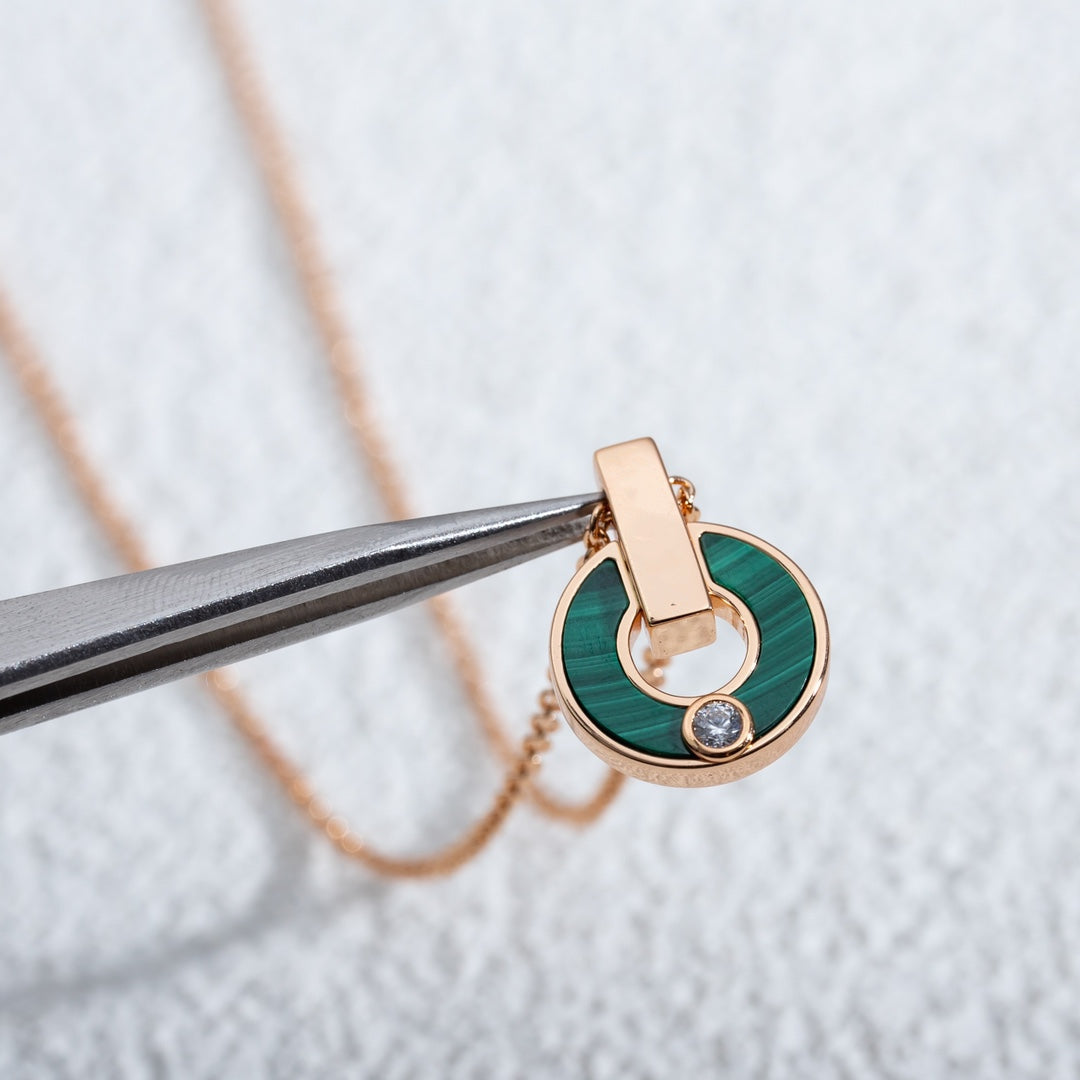 [AuraEcho Jewelry]GARI NECKLACE PINK GOLD MALACHITE
