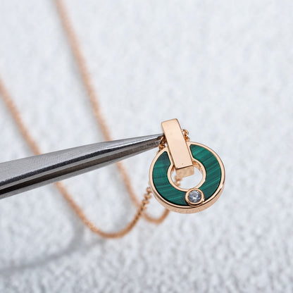 [AuraEcho Jewelry]GARI NECKLACE PINK GOLD MALACHITE