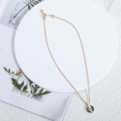 [AuraEcho Jewelry]GARI NECKLACE PINK GOLD MALACHITE