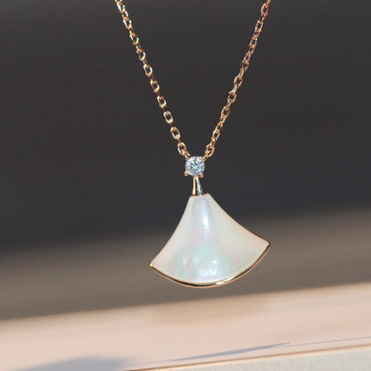 [AuraEcho Jewelry]DREAM NECKLACE WHITE MOP PINK GOLD 1 DIAMOND