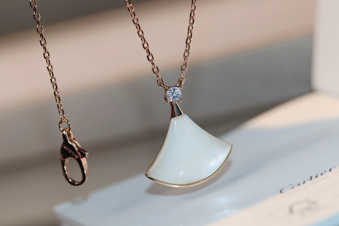 [AuraEcho Jewelry]DREAM NECKLACE WHITE MOP PINK GOLD 1 DIAMOND