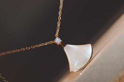 [AuraEcho Jewelry]DREAM NECKLACE WHITE MOP PINK GOLD 1 DIAMOND