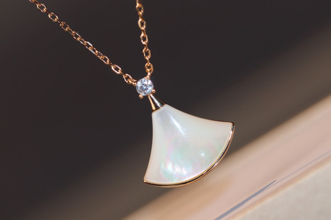 [AuraEcho Jewelry]DREAM NECKLACE WHITE MOP PINK GOLD 1 DIAMOND