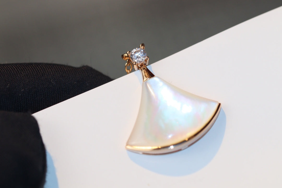 [AuraEcho Jewelry]DREAM NECKLACE WHITE MOP PINK GOLD 1 DIAMOND