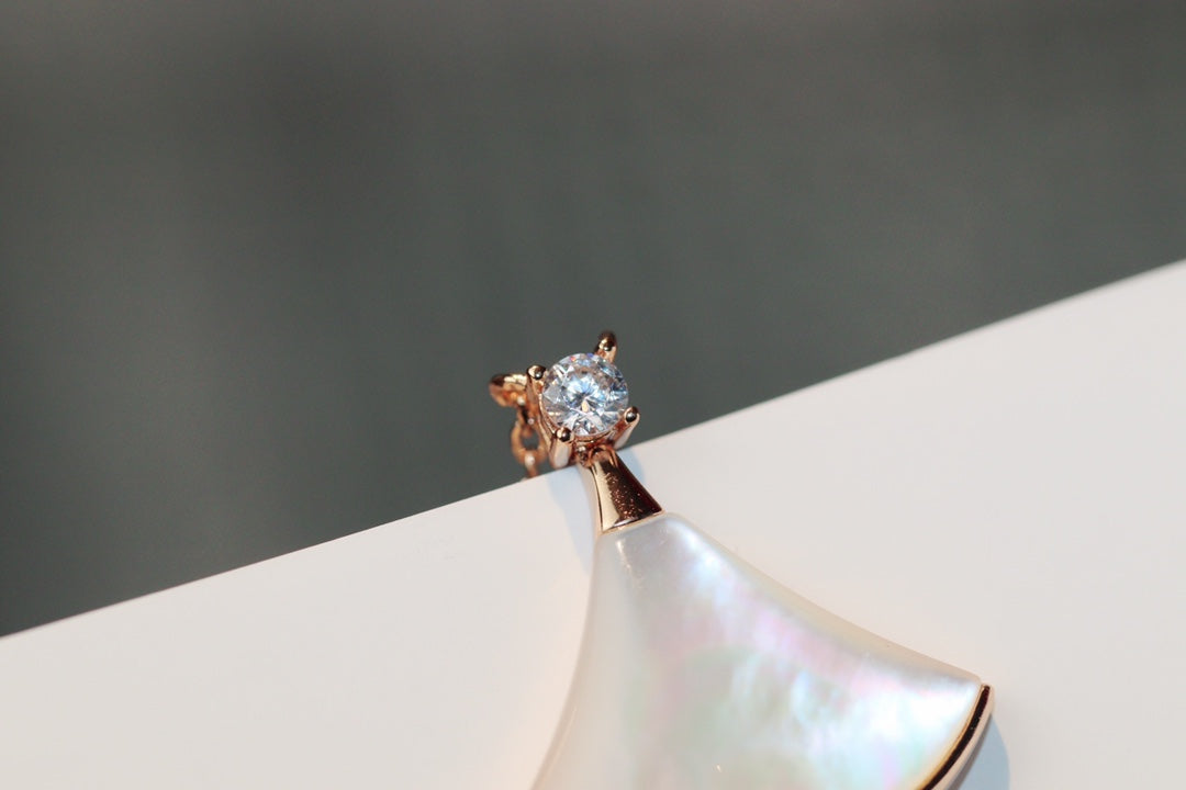 [AuraEcho Jewelry]DREAM NECKLACE WHITE MOP PINK GOLD 1 DIAMOND