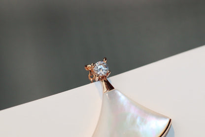 [AuraEcho Jewelry]DREAM NECKLACE WHITE MOP PINK GOLD 1 DIAMOND