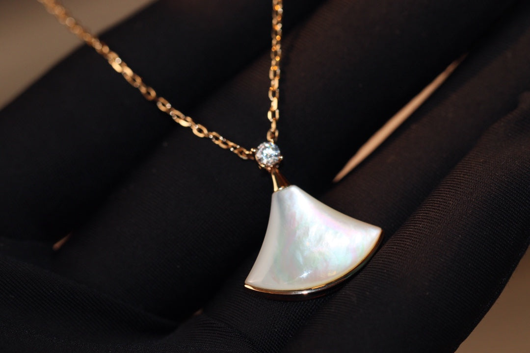 [AuraEcho Jewelry]DREAM NECKLACE WHITE MOP PINK GOLD 1 DIAMOND