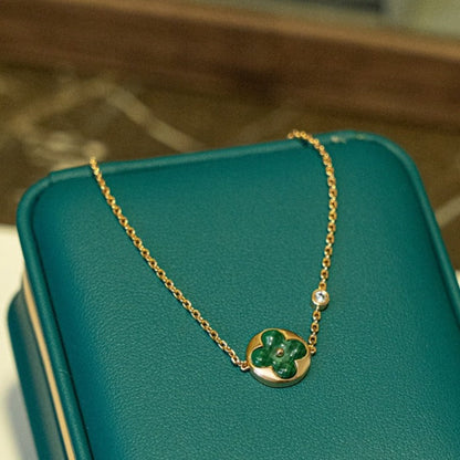 [AuraEcho Jewelry]SUN MALACHITE 1 DIAMOND PINK GOLD BRACELET