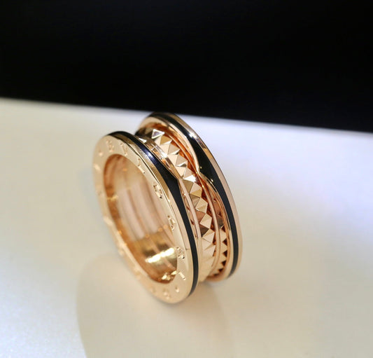 [AuraEcho Jewelry]ZERO 1 GOLD BLACK CERAMIC RING