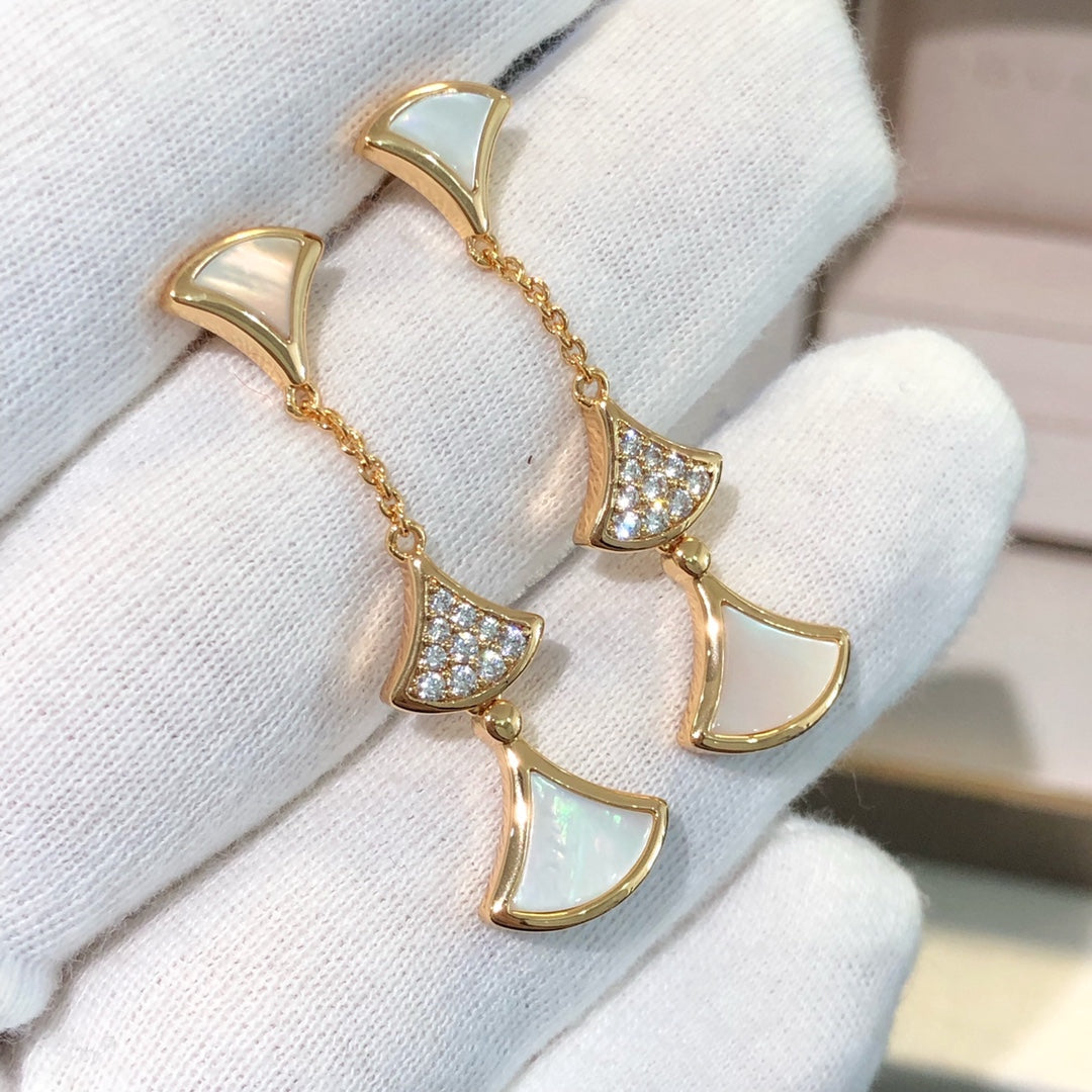 [AuraEcho]DREAM EARRINGS 3 MOTIFS DIAMOND MOP PINK GOLD