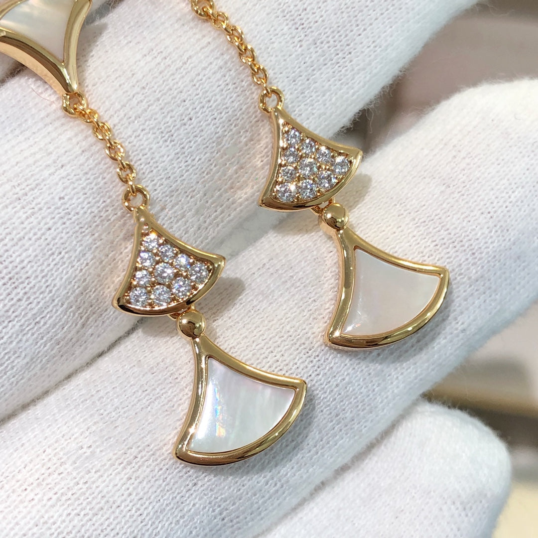 [AuraEcho]DREAM EARRINGS 3 MOTIFS DIAMOND MOP PINK GOLD