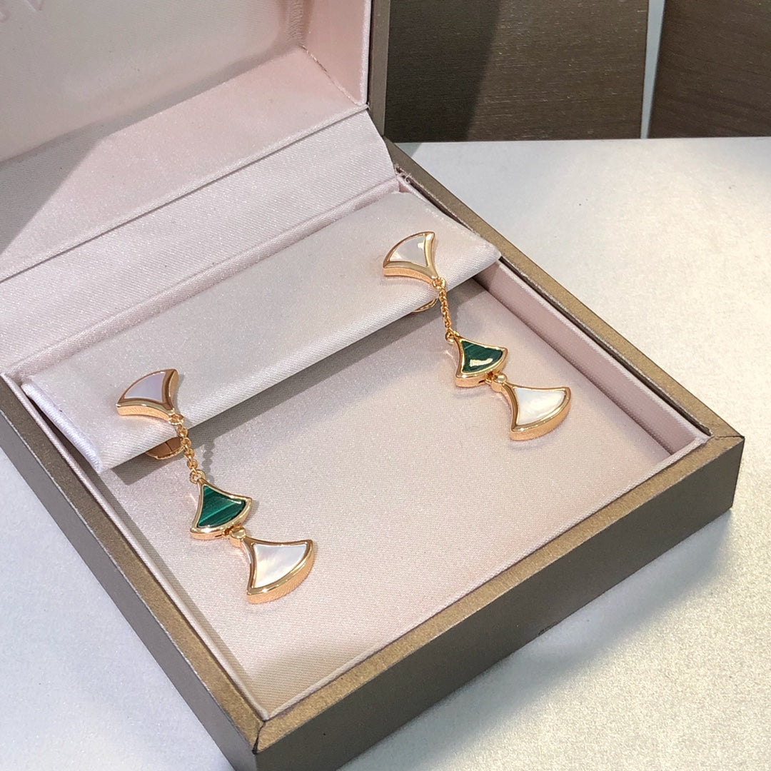 [AuraEcho]DREAM EARRINGS 3 MOTIFS MALACHITE MOP PINK GOLD