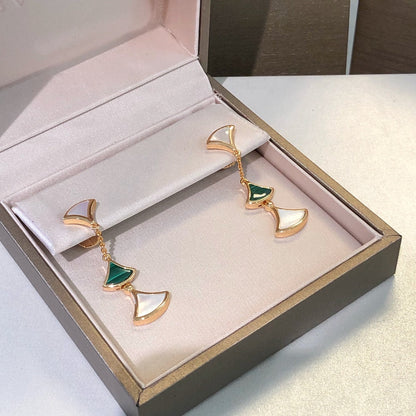 [AuraEcho]DREAM EARRINGS 3 MOTIFS MALACHITE MOP PINK GOLD
