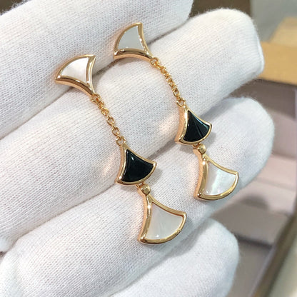 [AuraEcho]DREAM EARRINGS 3 MOTIFS ONYX MOP PINK GOLD