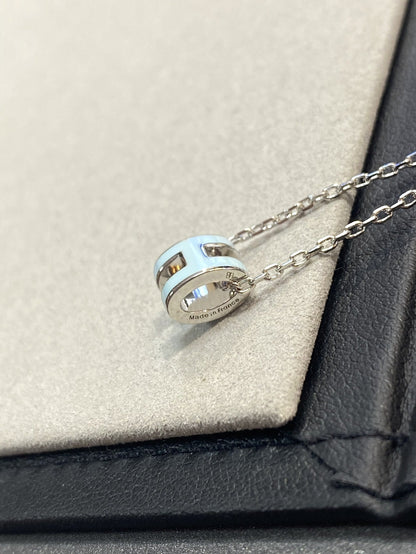 [AuraEcho Jewelry]POP H LIGHT BLUE NECKLACE