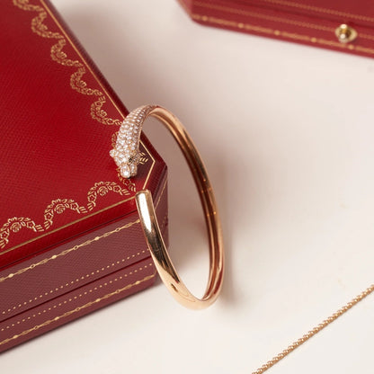 [AuraEcho Jewelry]PANTHERE ROSE GOLD DIAMOND OPEN BRACELET