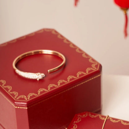 [AuraEcho Jewelry]PANTHERE ROSE GOLD DIAMOND OPEN BRACELET