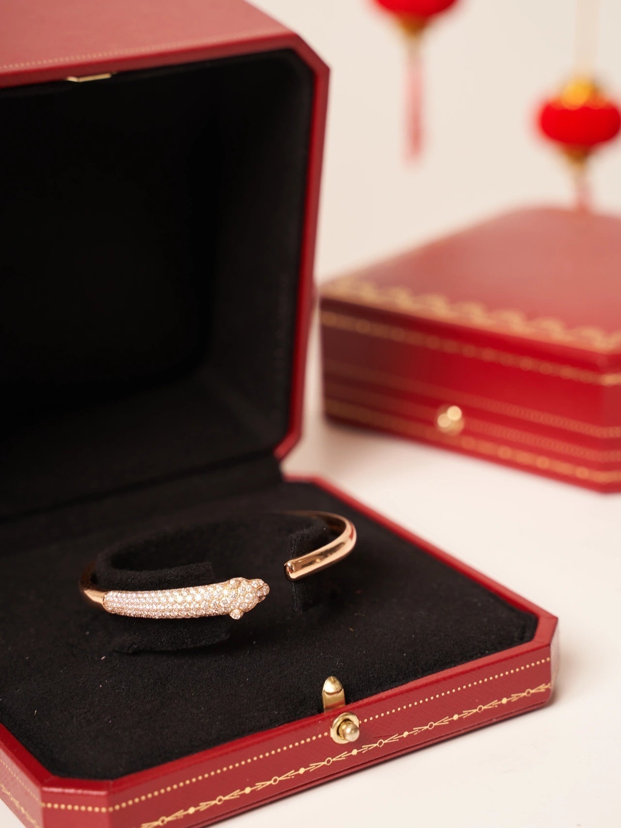 [AuraEcho Jewelry]PANTHERE ROSE GOLD DIAMOND OPEN BRACELET