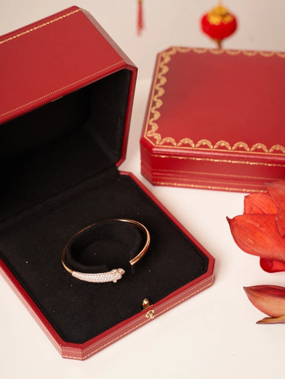 [AuraEcho Jewelry]PANTHERE ROSE GOLD DIAMOND OPEN BRACELET