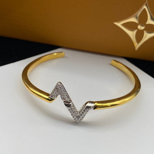 [AuraEcho Jewelry]VOLTE UPSITE DOWN DIAMOND GOLD OPEN BRACELET