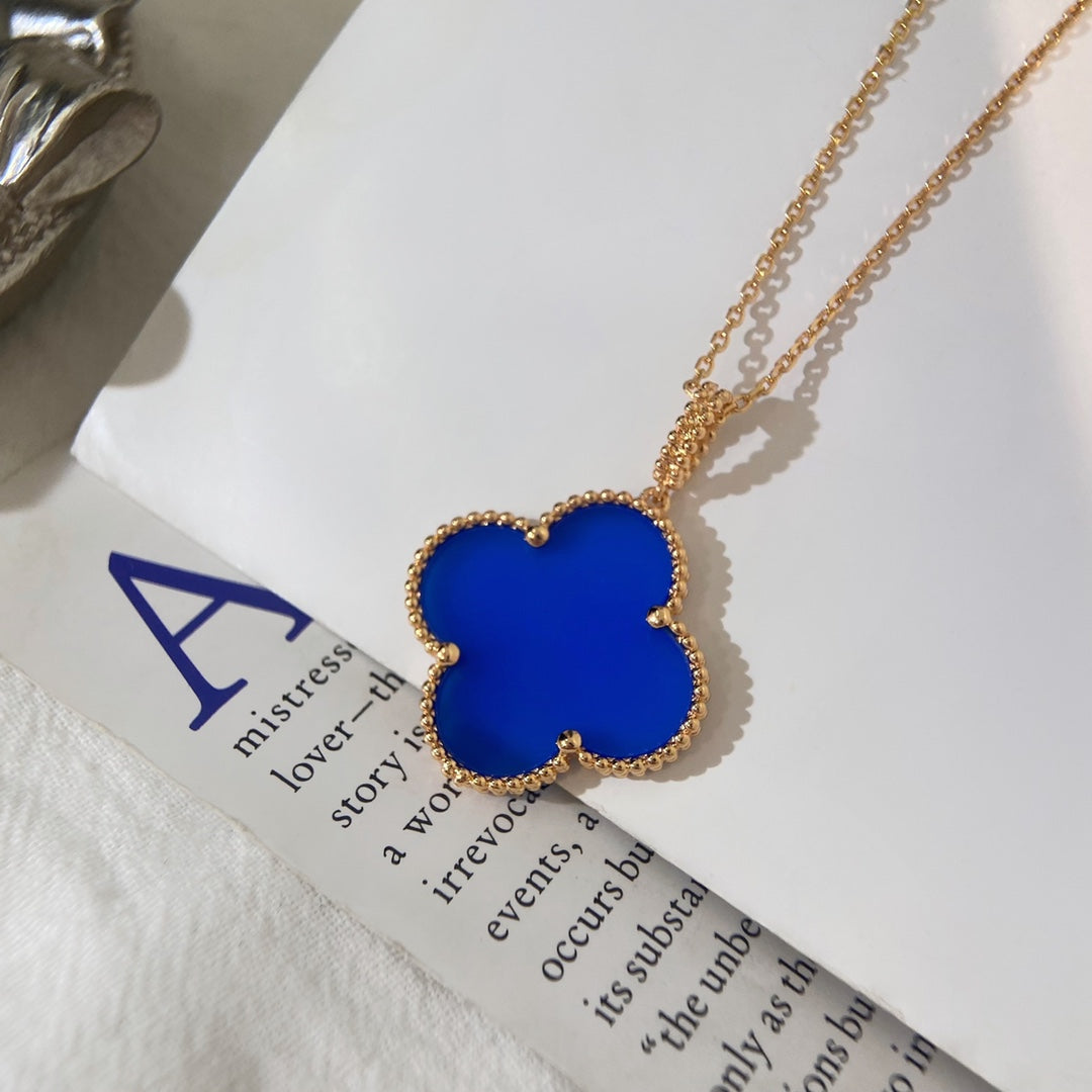 [AuraEcho]CLOVER 25MM NECKLACE TURQUOISE ROSE GOLD