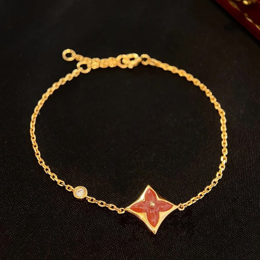 [AuraEcho Jewelry]COLOR STAR CARNELIAN PINK GOLD DIAMOND BRACELET