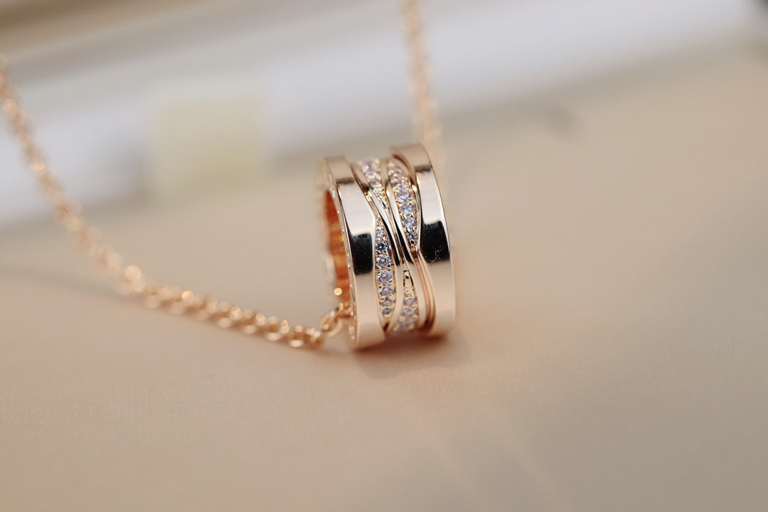 [AuraEcho Jewelry]ZERO 1 PINK GOLD DIAMOND NECKLACE