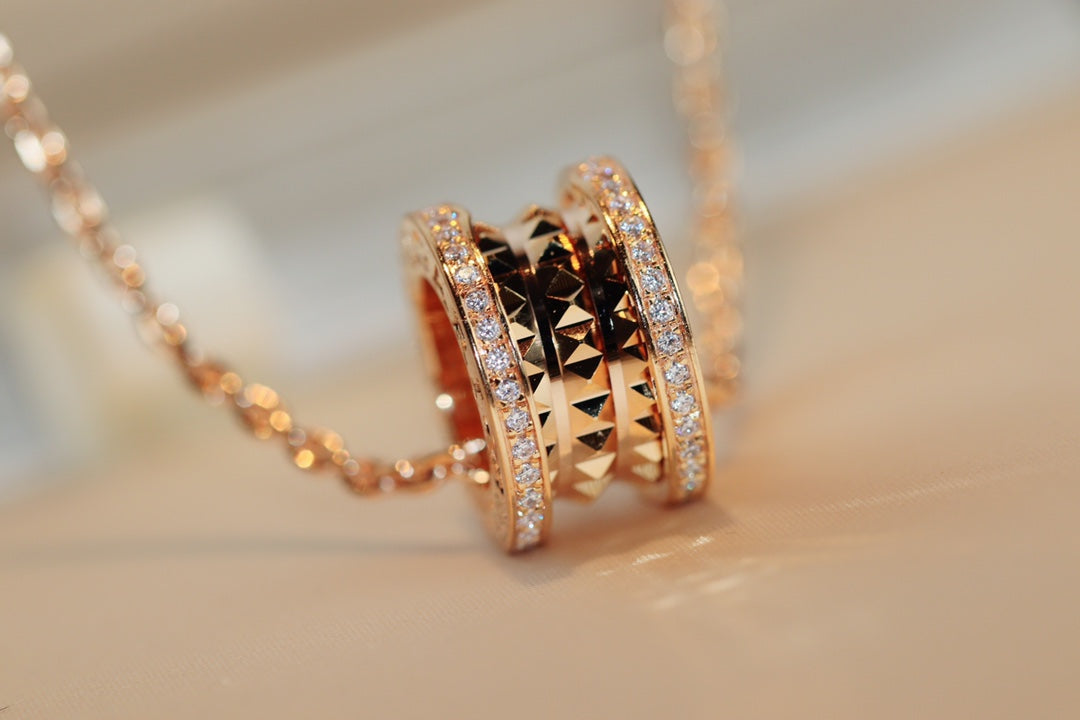 [AuraEcho Jewelry]ZERO 1 ROCK PEDANT PINK GOLD NECKLACE