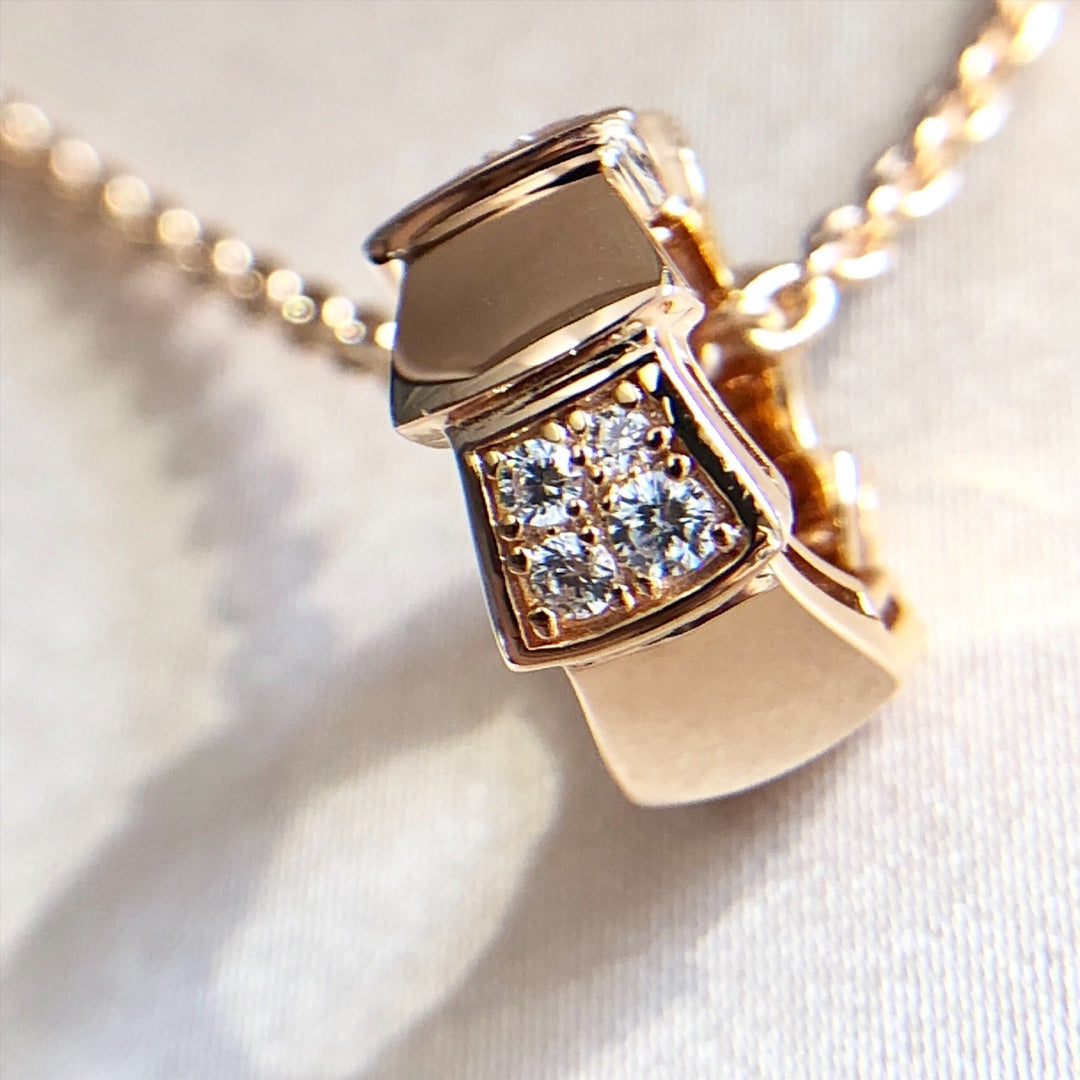 [AuraEcho Jewelry]SERPENTI PEDANT DIAMOND PINK GOLD NECKLACE