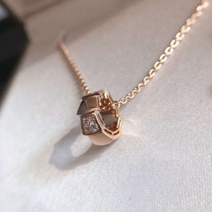 [AuraEcho Jewelry]SERPENTI PEDANT DIAMOND PINK GOLD NECKLACE