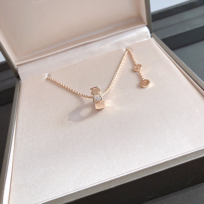 [AuraEcho Jewelry]SERPENTI PEDANT DIAMOND PINK GOLD NECKLACE