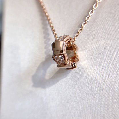 [AuraEcho Jewelry]SERPENTI PEDANT DIAMOND PINK GOLD NECKLACE