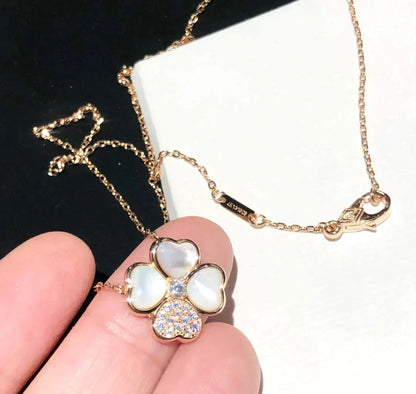 [AuraEcho Jewelry]CLOVER MOP DIAMOND ROSE GOLD NECKLACE